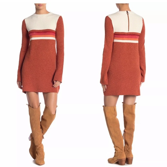 Free People Colorblock Sweater Dress Small NWT - Picture 7 of 9